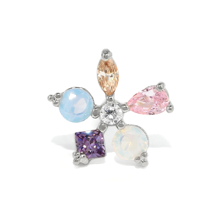 シルバー | 軟骨ピアス お花ジュエルフラワービジューきらきらカラフルかわいい ボディピアス | ボディピアス専門店凛RIN