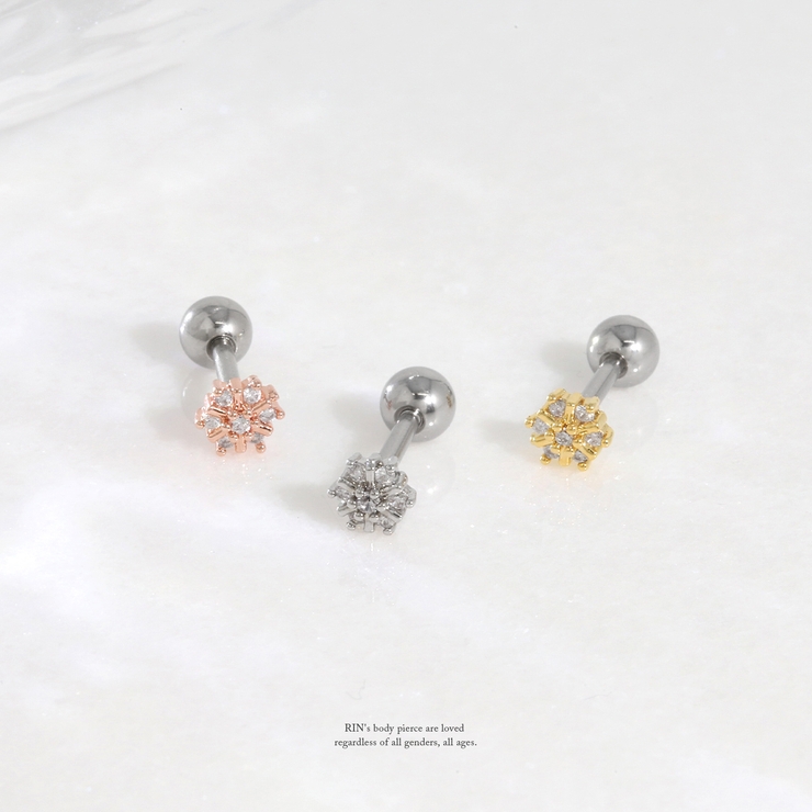 軟骨ピアス ジュエル雪の結晶雪小さめプチミニキュービックジルコニア ボディピアス | ボディピアス専門店凛RIN | 詳細画像2 