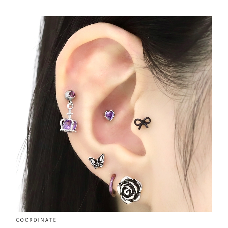 軟骨ピアス バラローズ薔薇花アンティークローズ金属アレルギー ボディピアス | ボディピアス専門店凛RIN | 詳細画像4 