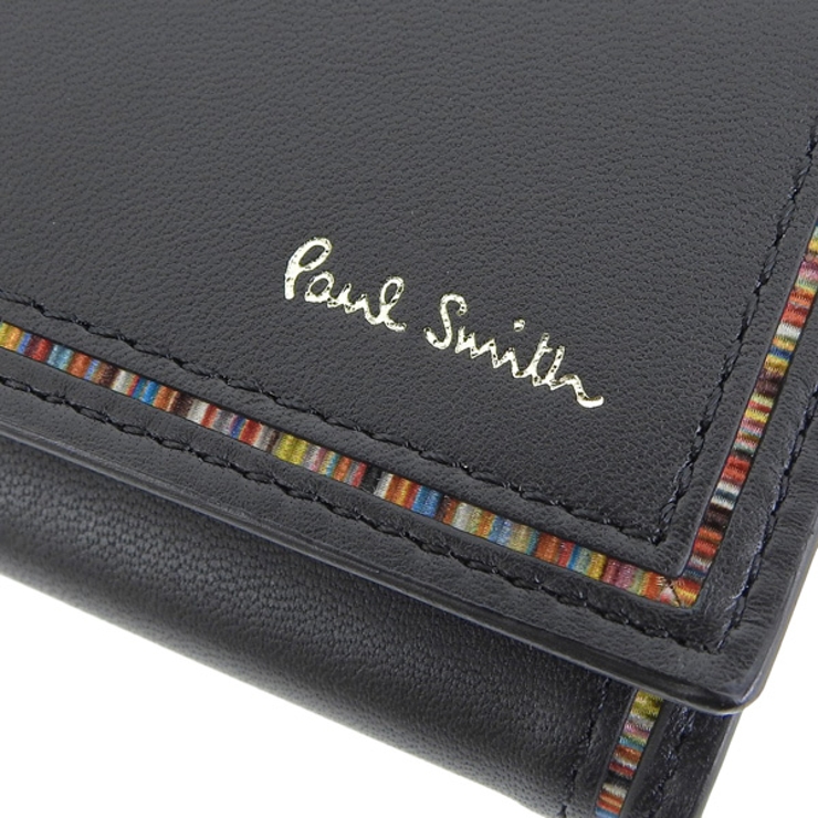 超可爱 ポールスミス 小物 メンズ アウトレット 4連 キーケース 鍵入れ レザー ブラック Bps2 Psmk0136 Paul Smith Fucoa Cl