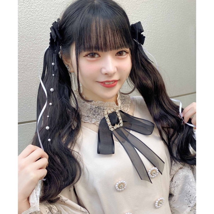 量産型ヘアメ ウィッグ ライトブラウン×パープル リボン ハート