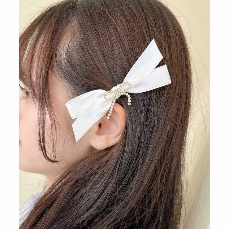 ヘアリボンセット　専用 パール付きビジュリボンクリップSET（バレッタ/ヘアクリップ
