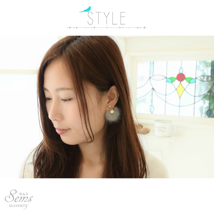 コットンパール ふわふわ ファーピアス | SEMSアクセサリー | 詳細画像2 