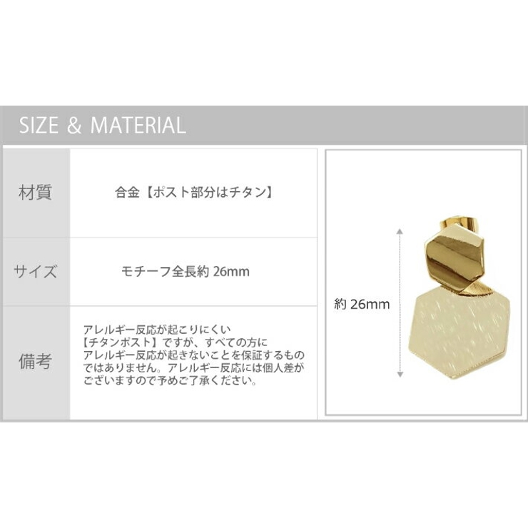メール便送料無料チタンポストヘキサゴンメタルプレートピアス金属アレルギーシンプル揺れるレディースアクセサリーゴールドシルバーカジュアル普段使い大人可愛いおしゃれプチプラプレゼントパーティー結婚式上品春夏秋冬