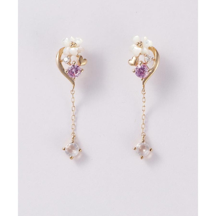 K10 PG フラワーブーケ ピアス[品番：STJW0003420]｜Samantha Tiara 