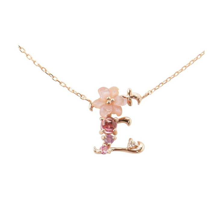 K18 SPG フラワーレターズイニシャルネックレス 小 (E) | Samantha Tiara | 詳細画像1 