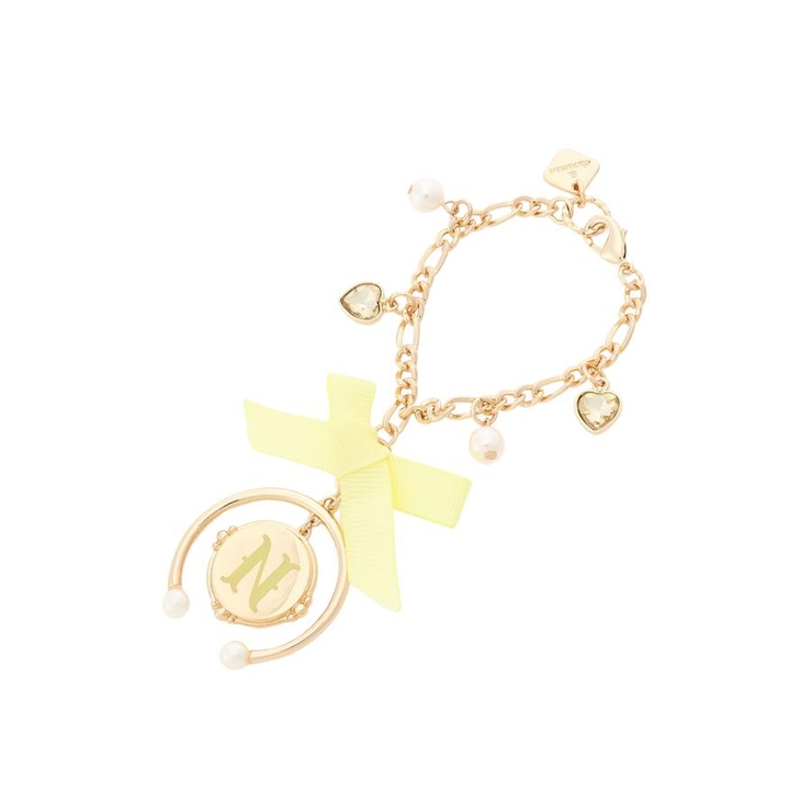 ハートビジュー付きカラーイニシャルバッグチャーム N | & chouette | 詳細画像1 