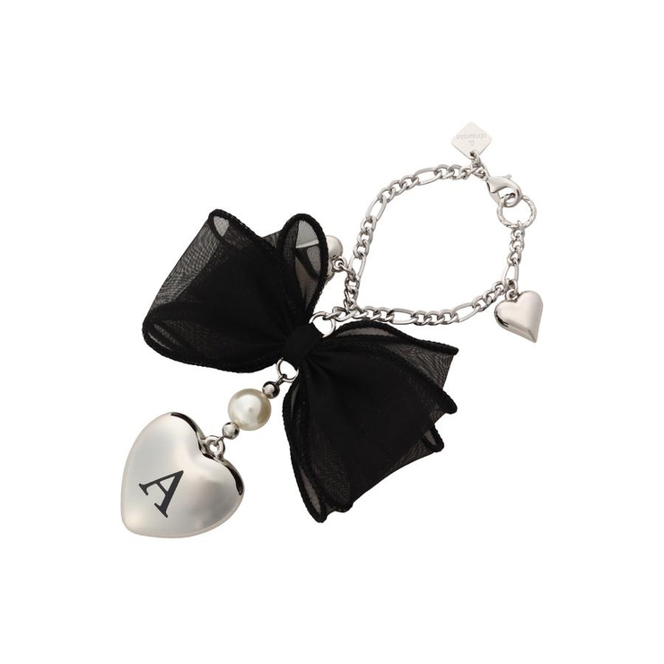 シルバー | イニシャルハートリボンチャーム A | & chouette