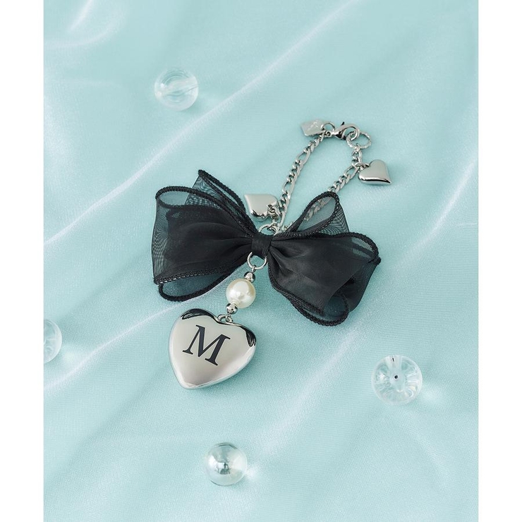 シルバー | イニシャルハートリボンチャーム M | & chouette