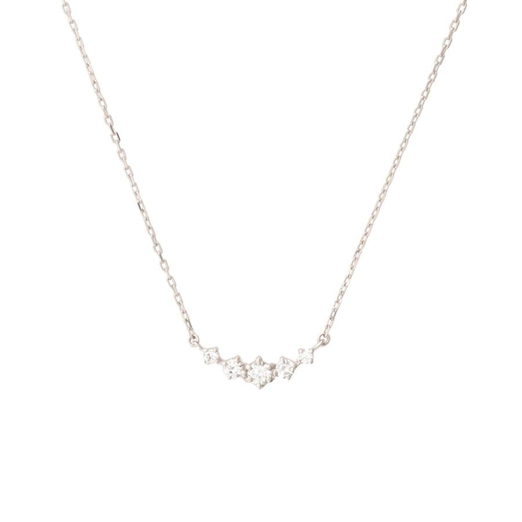 SILVER rhodiumメッキ | 5ストーンシンプルネックレス | Samantha Tiara