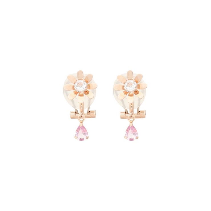 K10 PG デイジー×カラーストーン イヤリング[品番：STJW0012950 