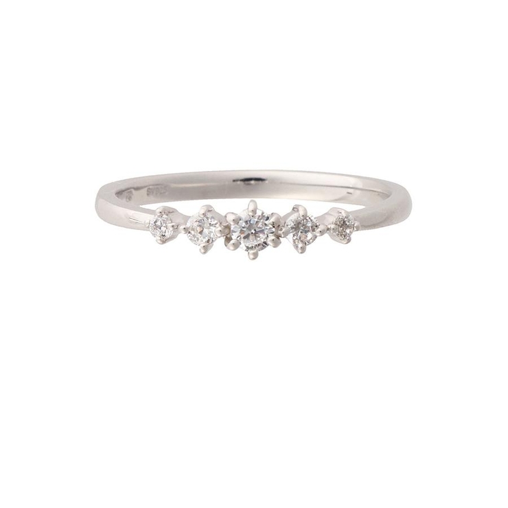 SILVER rhodiumメッキ | 5ストーンシンプルリング | Samantha Tiara
