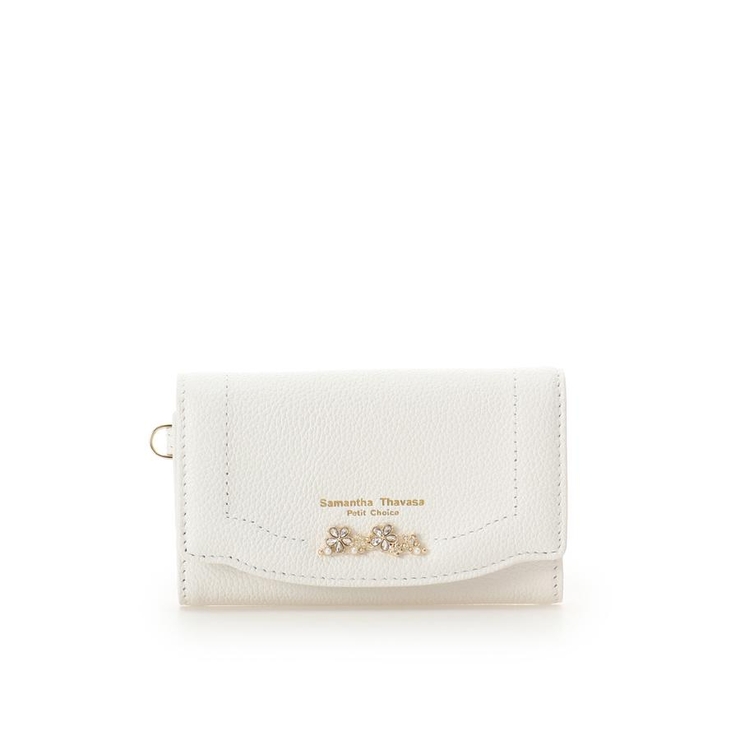 ホワイト | ラメフラワービジュー キーケース | Samantha Thavasa Petit Choice