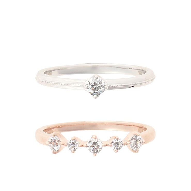 SILVER 多色メッキ | ストレート 2本セットリング | Samantha Tiara