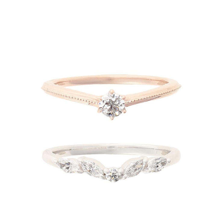 SILVER 多色メッキ | Vライン 2本セットリング | Samantha Tiara