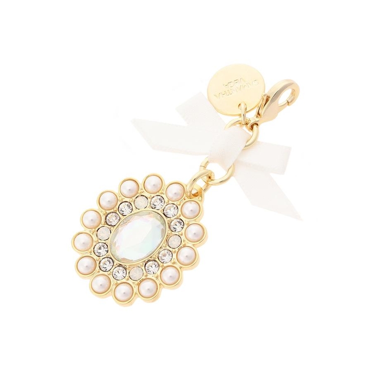 ホワイト | リボンカラービジューファスナーチャーム | SAMANTHAVEGA