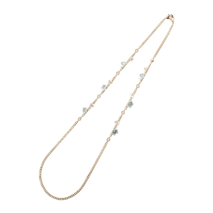 ライトブルー | フラワーモチーフロングチェーン | Samantha Thavasa Petit Choice