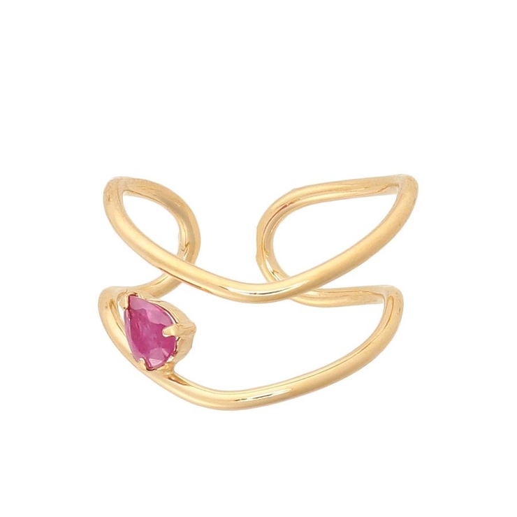 SILVER YGメッキ | メタルストーン イヤーカフ | Samantha Tiara