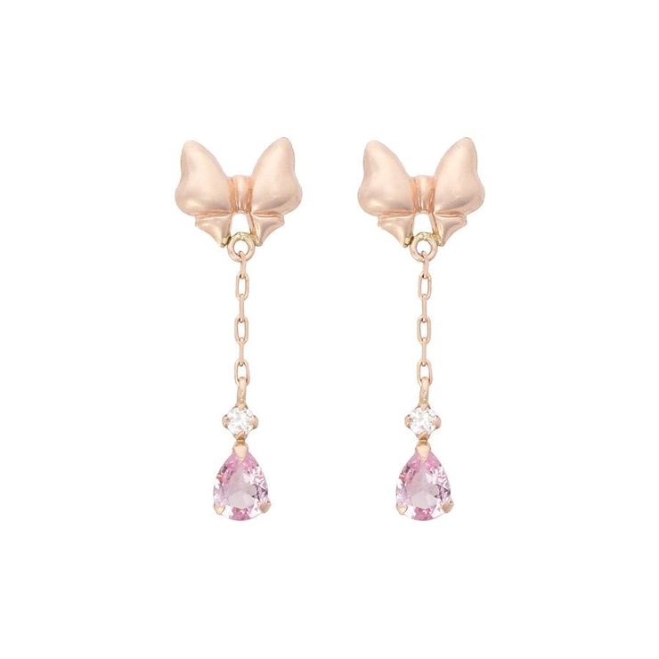 K10PG リボンピアス[品番：STJW0014860]｜Samantha Tiara