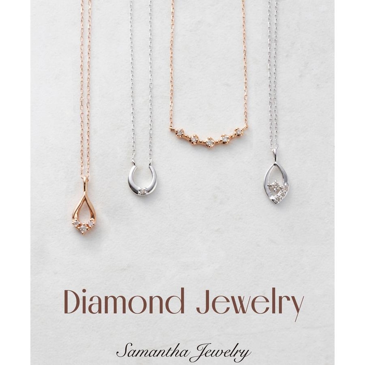 K10 PG ダイヤモンド バーネックレス[品番：STJW0012180]｜Samantha