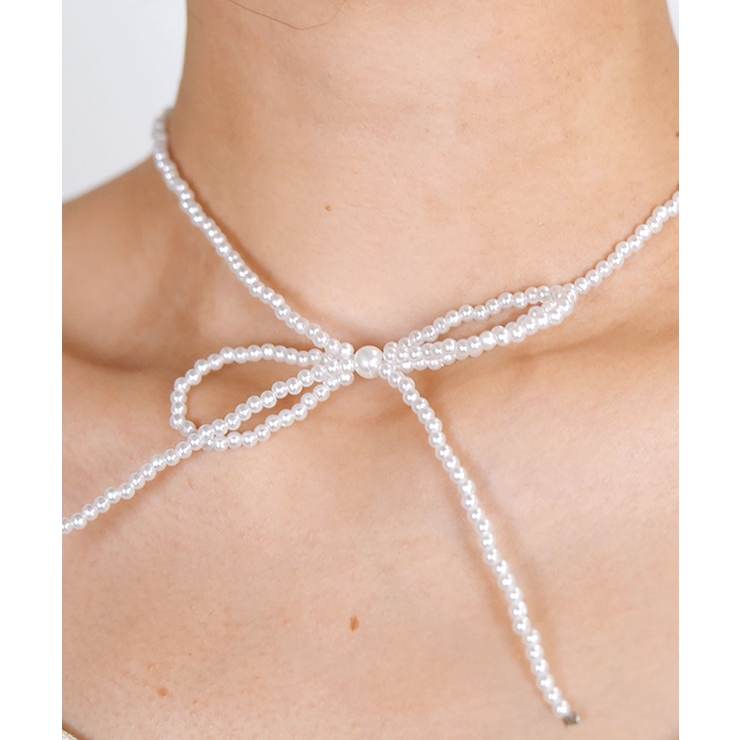 リボンビーズネックレス レディース アクセサリー[品番：KH000014817