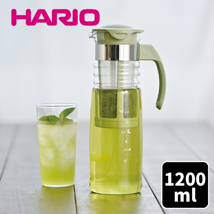 ハリオ かご網付き 水出し茶ポット スモーキーグリーン | 食器とキッチン用品のmotte+ | 詳細画像1 