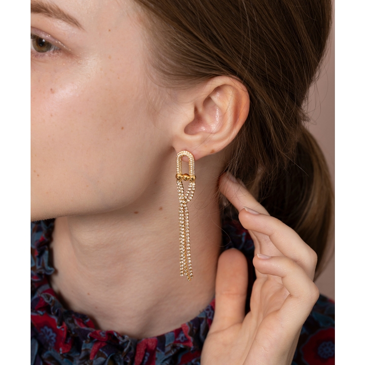 ★パリ発 vanrycke★ Calamity Jane ロング チェーン ピアス 18K クリスタル ロングチェーン ピアス Crystal Longchain Pierce