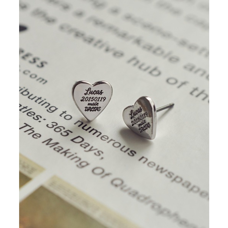 シルバー | 【GOLDY】ルーカス ハート ID プレート ピアス 1251003 | SETUP7【WOMEN】