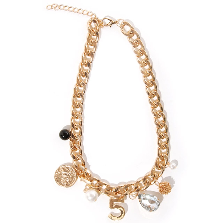 ゴールドチェーンネック✖️ラメ織セットアップミディドレスchM