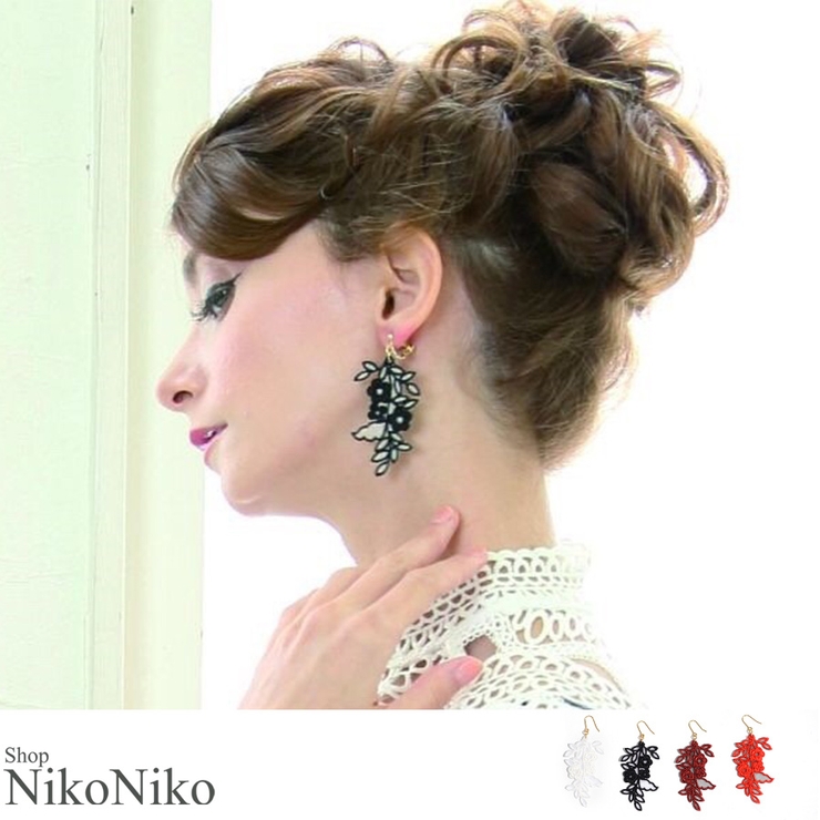 夏新作 フラワー刺繍ピアス ma | ShopNikoNiko | 詳細画像1 