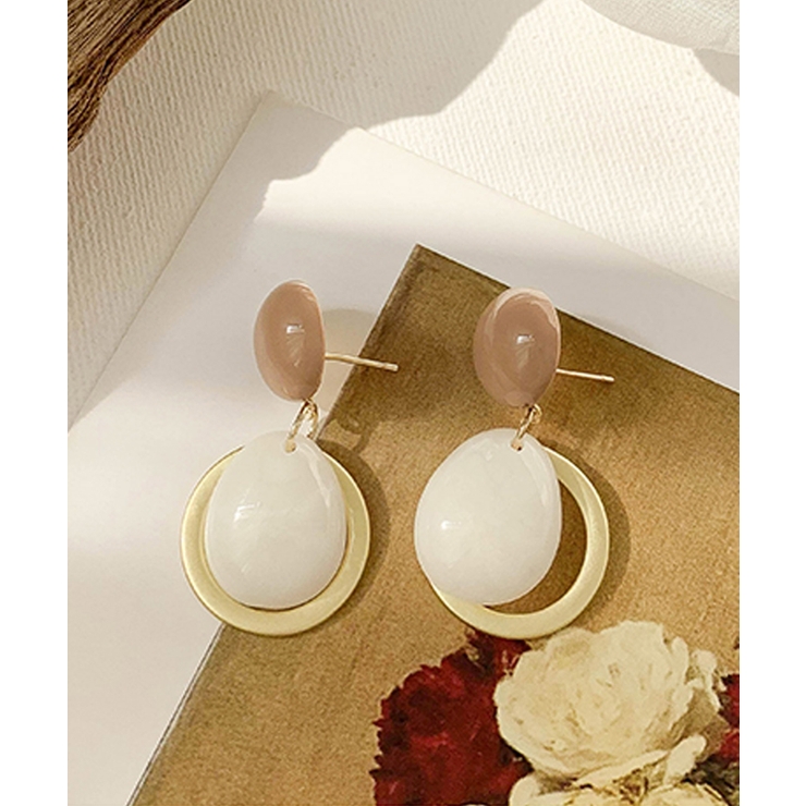 ベージュ | 石モチーフピアス ma 小物 | ShopNikoNiko