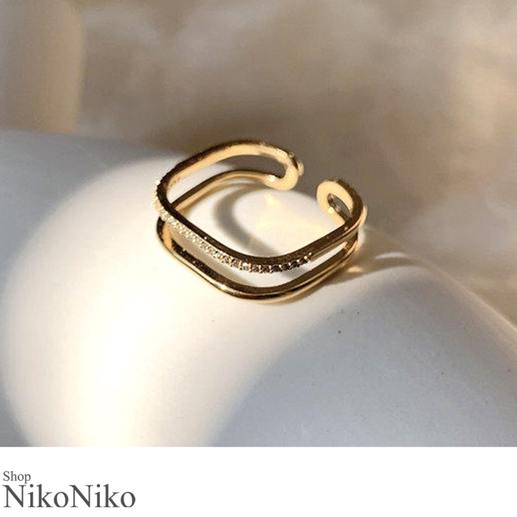 夏新作 スクエアダブルリング 指輪 | ShopNikoNiko | 詳細画像1 