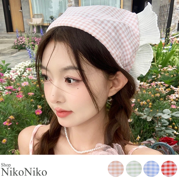 冬新作 ギンガムチェックリル カチューシャ型 | ShopNikoNiko | 詳細画像1 