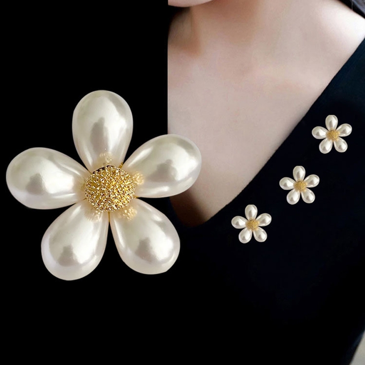 ホワイト | ブローチ はな 1個 | shoppinggo