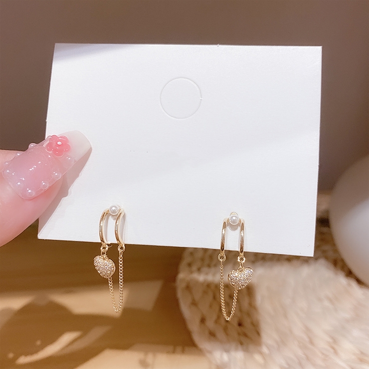 パール ピアス ハート レディース 揺れる アクセサリー かわいい キラキラ | shoppinggo | 詳細画像5 