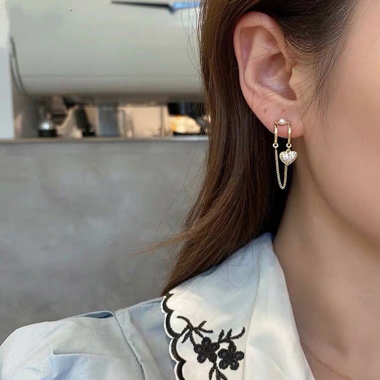 パール ピアス ハート レディース 揺れる アクセサリー かわいい