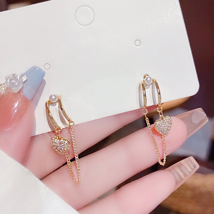 ゴールド | パール ピアス ハート レディース 揺れる アクセサリー かわいい キラキラ | shoppinggo