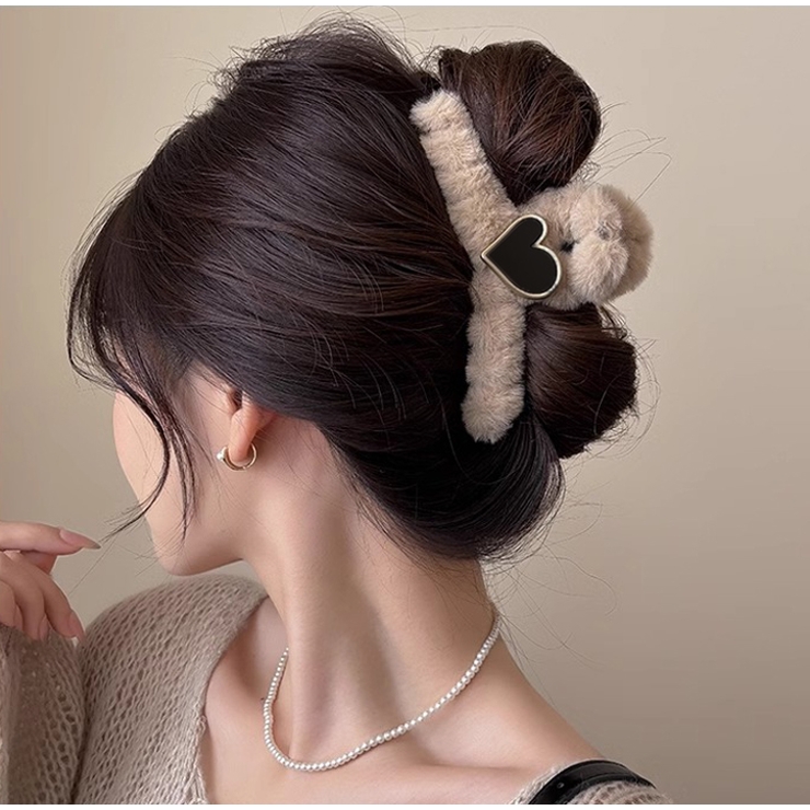 ベージュ | ヘアクリップ ハート バンスクリップ | shoppinggo