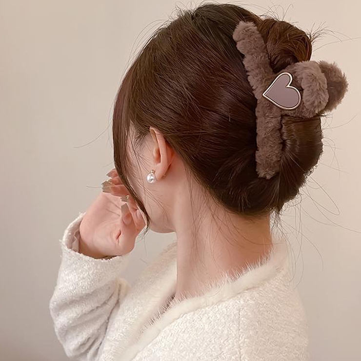 ブラウン | ヘアクリップ ハート バンスクリップ | shoppinggo