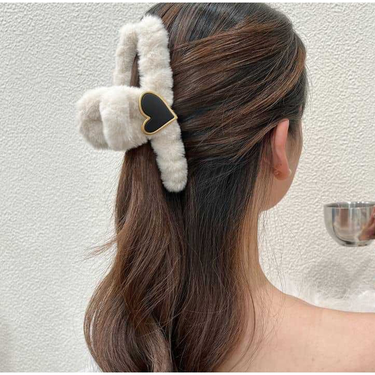 ホワイト | ヘアクリップ ハート バンスクリップ | shoppinggo