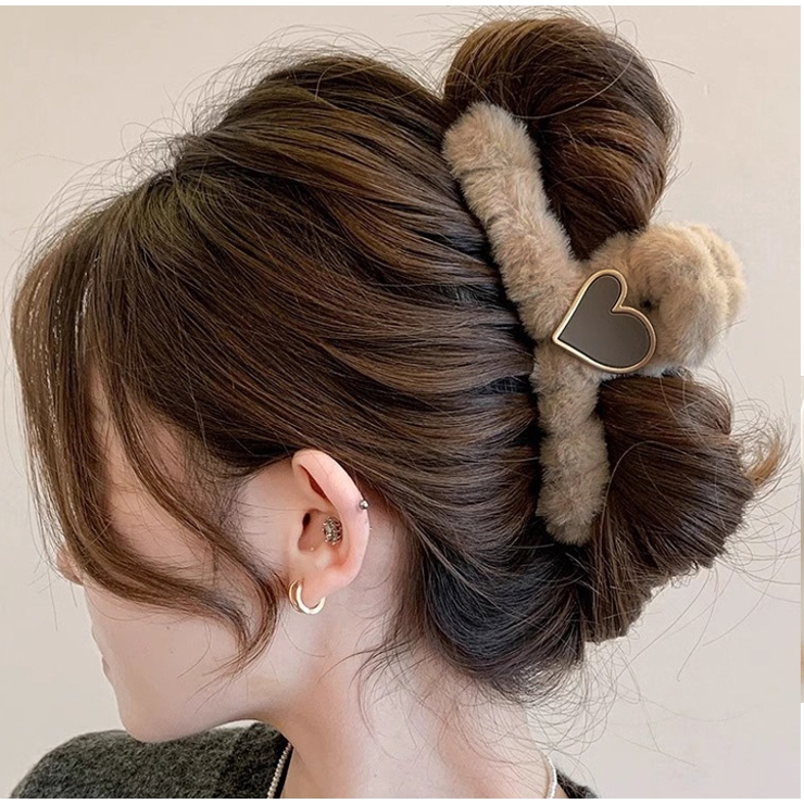 キャメル | ヘアクリップ ハート バンスクリップ | shoppinggo