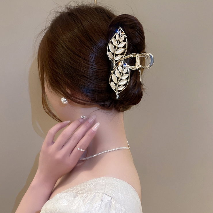 バンスクリップ 葉っぱデザイン ヘアクリップ[品番：JRKW0005096