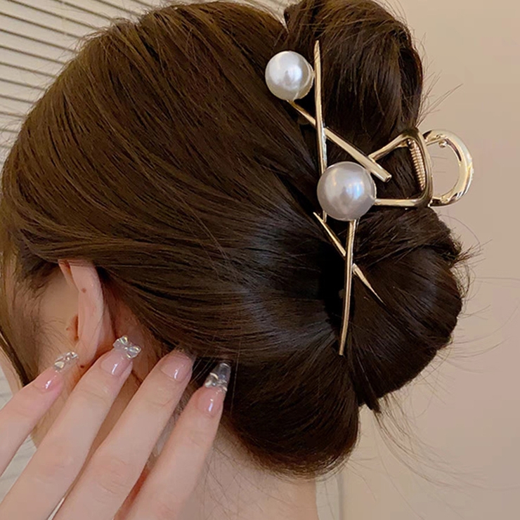 ゴールド | パール バンスクリップ ヘアクリップ | shoppinggo