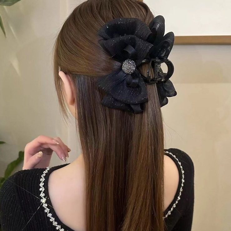 リボンバレッタ 大きい リボンヘアアクセサリー[品番