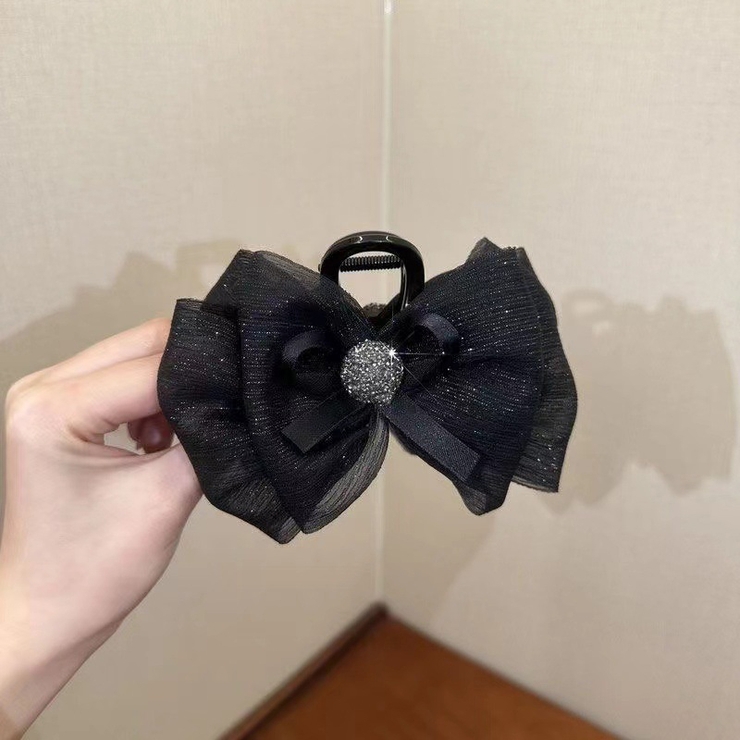 ブラック | リボンバレッタ 大きい リボンヘアアクセサリー | shoppinggo