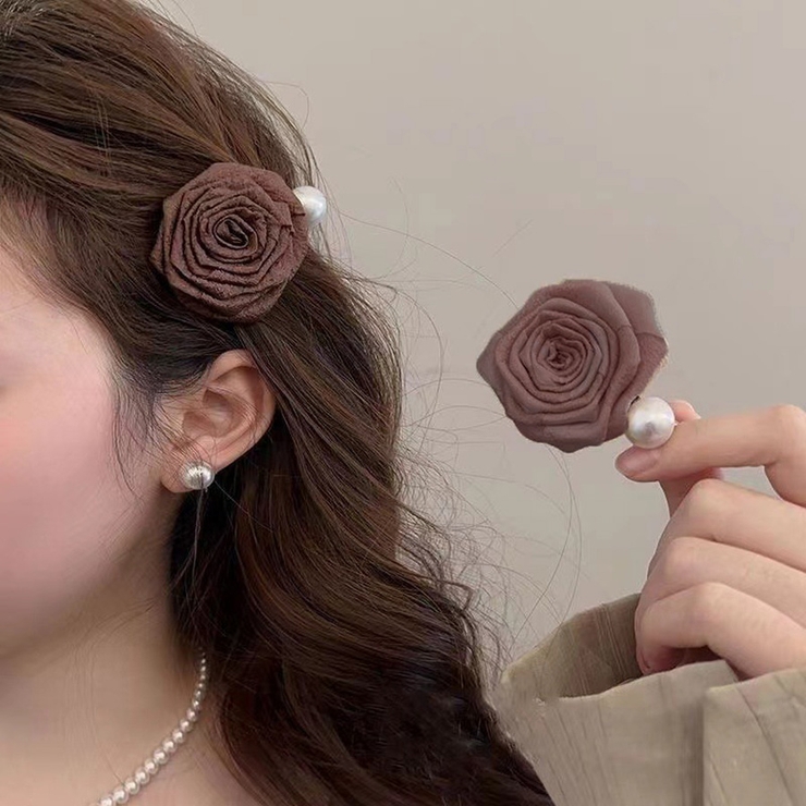 Aブラウン | ミニヘアクリップ 花 1個入り | shoppinggo