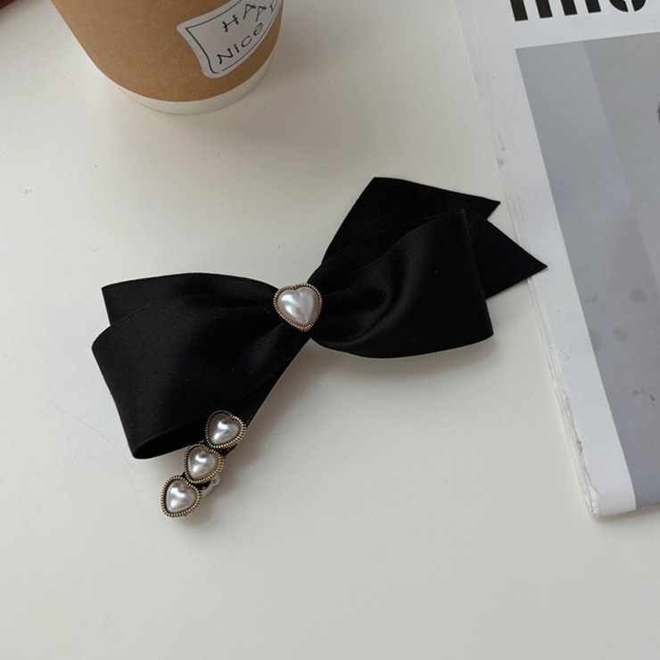 リボンバレッタ パールヘアクリップ ヘアアクセ | shoppinggo | 詳細画像2 