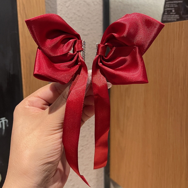 ワインレッド | ヘアピン2個セット リボン ヘアアクセサリー | shoppinggo