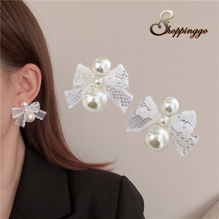 パールピアス リボン レース[品番：JRKW0005208]｜shoppinggo