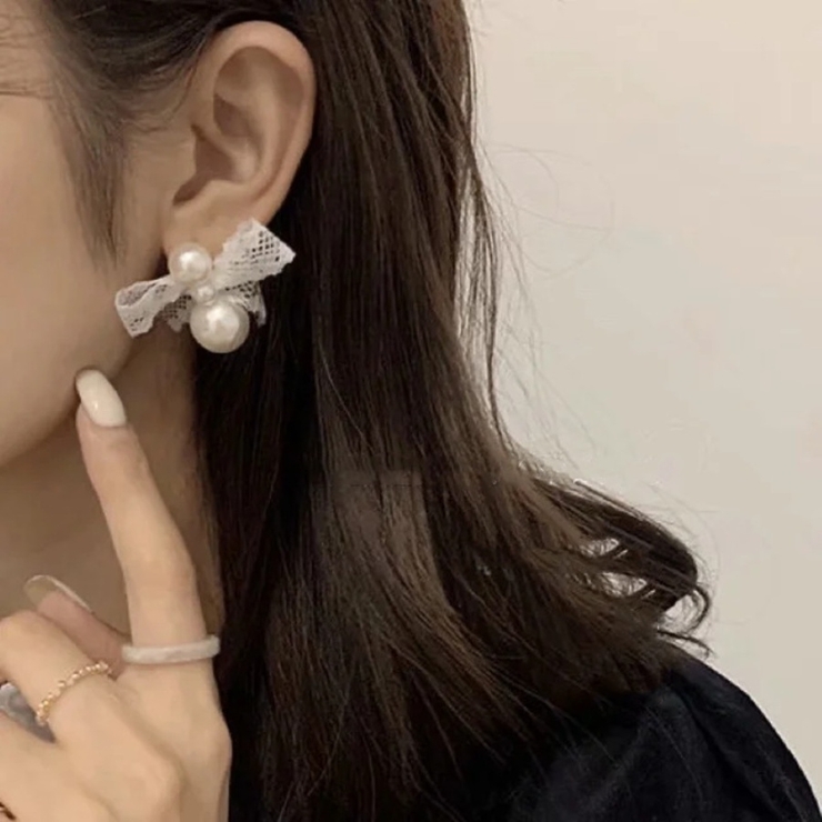 パールピアス リボン レース | shoppinggo | 詳細画像10 
